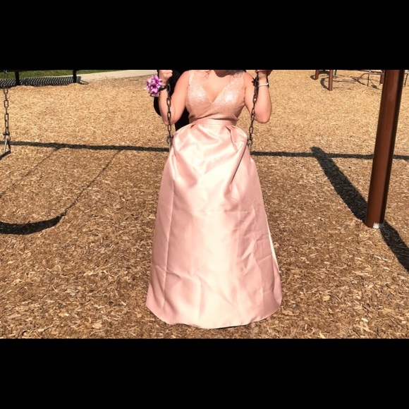 Long Prom dress- Champagne colored - Picture 5 of 5